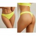 Женские бесшовные трусики стринги в рубчик A66# Неоновый Желтый XL