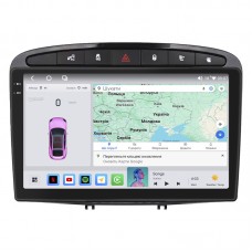 Штатная магнитола Lesko для Peugeot 308 I 2007-2011 экран 9" 4/64 QLED CarPlay 4G Wi-Fi GPS 360 Prime