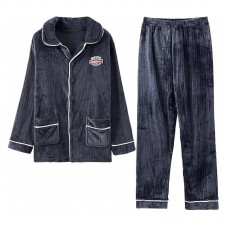 Комплект мужской пижамы CK-206 Dark Gray рубашка с длинным рукавом и штанами теплая 3XL