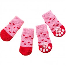 Носки для собак DT812 с нескользящими накладками согревающие Сердечки S Носки для собак DT812 с нескользящими накладками согревающие Сердечки S