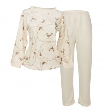 Комплект женской пижамы 305 Bear Brown рубашка с длинным рукавом и штанами фланелевая теплая L