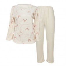 Комплект женской пижамы 301 Bear Pink рубашка с длинным рукавом и штанами теплая L