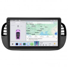 Штатная магнитола Lesko для Fiat 500 II 2007-2015 экран 9" 4/64 QLED CarPlay 4G Wi-Fi GPS 360 Prime