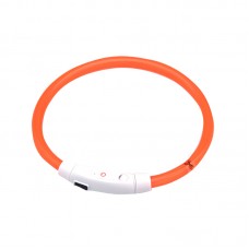 Светодиодный LED ошейник L-18 USB светящийся водоотталкивающий для собак и котов  Orange M