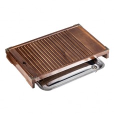 Чабань столик XYY016 для чайных церемоний 43*28*6 см бамбуковый прямоугольный с поддоном из нержавеющей стали