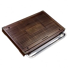 Чабань столик XYY017 для чайных церемоний 54*34*6 см бамбуковый прямоугольный с поддоном из нержавеющей стали