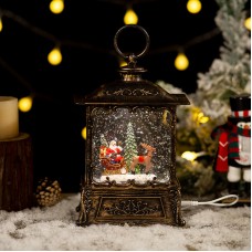Декоративный фонарь новогодний 365985 рождественское украшение для дома музыкальный USB+Батарейки Дед Мороз с оленем Декоративный фонарь новогодний 365985 рождественское украшение для дома музыкальный USB+Батарейки Дед Мороз с оленем