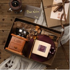 Кофейный набор A3 для приготовления кофе ручная ретро кофемолка+чашка с блюдцем+ ложка+банка для кофе подарочной упаковке Burgundy