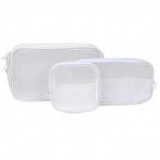 Органайзер из трёх косметичек F007 несессер для хранения косметики компактный бьюти бокс переносной на молнии White Органайзер из трёх косметичек F007 несессер для хранения косметики компактный бьюти бокс переносной на молнии White