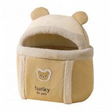 Рюкзак-переноска для кошек 2308SXMJ2582HA12 Мишка утепленный с карманом для рук Yellow M