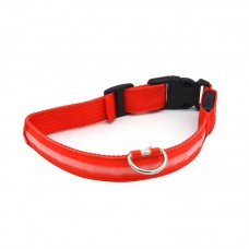 Светодиодный LED ошейник USB светящийся для собак и котов Red M