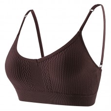 Топ женский в текстуре косичка WX6608# с регулируемыми брителями съемные чашечки Коричневый M