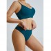 Бесшовный комплект женского белья в текстуре косичка трусы и топ 6608# Изумрудный M Бесшовный комплект женского белья в текстуре косичка трусы и топ 6608# Изумрудный M