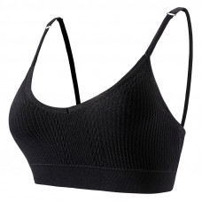 Топ женский в текстуре косичка WX6608# с регулируемыми брителями съемные чашечки Черный S