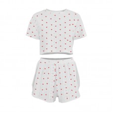 Женский комплект для дома и сна SM24107AYH футболка и шорты женская пижама белая с красными сердечками M