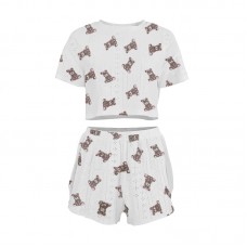 Женский комплект для дома и сна SM24107AYH футболка и шорты женская пижама белая с мишками S