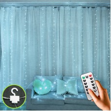 Светодиодная гирлянда штора YLX-0277 холодный свет USB с пультом управления декоративные украшение  3*3 м 300 LED