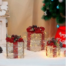 Новогодний декор с подсветкой Новогодние подарки H3474 набор 3 шт Gray