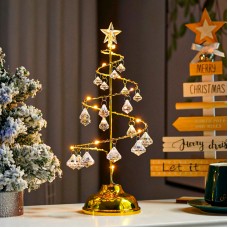 Настольная лампа-ночник SDS001 Хрустальная ёлочка от батареек декоративный светильник новогодний Теплый свет