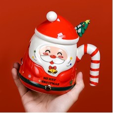 Рождественская чашка "Merry Christmass" Санта JJX001 кружка в форме Санты с ложечкой в подарочной упаковке Red