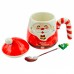 Рождественская чашка "Merry Christmass" Санта JJX001 кружка в форме Санты с ложечкой в подарочной упаковке Red