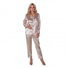 Комплект женской пижамы 806 Светло-бежевый рубашка с длинным рукавом и штанами одежда для дома L