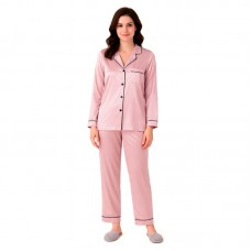 Комплект женской пижамы 806 Розовый рубашка с длинным рукавом и штанами одежда для дома L