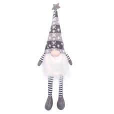 Новогодний Гном N2 для праздничного декора с Led подсветкой 20 см Gray