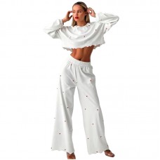 Женский костюм 2ZYCK8006B1 для дома пижама белый с сердечками S