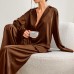 Женский шелковый комплект для дома и сна 2SYCK1315 рукашка и штаны женская пижама атласная Шоколадный S