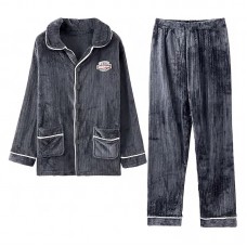 Комплект мужской пижамы CK-206 Gray рубашка с длинным рукавом и штанами теплая XL