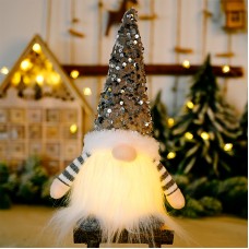 Новогодняя игрушка Рождественский Гном A1 светящийся 30*10 Gray