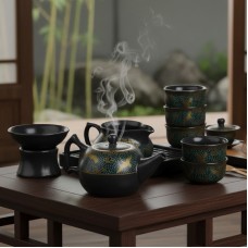 Набор для чайной церемонии для приготовления чая гайвань пиалы с чайником на 6 персон #04 Старинный стиль Набор для чайной церемонии для приготовления чая гайвань пиалы с чайником на 6 персон #04 Старинный стиль
