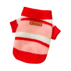 Пушистый свитер поло для собак и кошек 2410SXXF0137 вязаный теплый  Red M