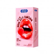 Презервативы ультратонкие OLO Ultrathin Oral Sex со вкусом клубники с гиалуроновой кислотой для орального вагинального секса 10 шт
