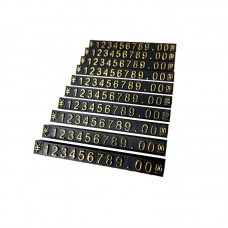Набор пластиковых ценников SJX-HDJ-ZH-0-9 с цифрами 100 шт для товаров на витрину 56*4*6 мм Black + Gold Набор пластиковых ценников SJX-HDJ-ZH-0-9 с цифрами 100 шт для товаров на витрину 56*4*6 мм Black + Gold