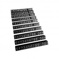 Набор пластиковых ценников SJX-HDY-XH-0-9 с цифрами 100 шт для товаров на витрину 45*3*5 мм Black + Silver