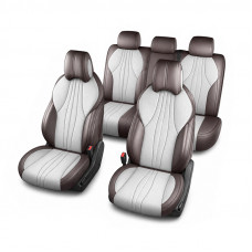 Набор автомобильных чехлов для BYD Song Plus 2024+ полный комплект Dark Brown + Beige