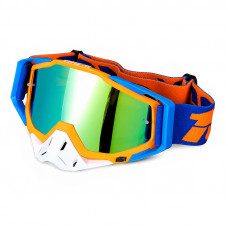 Мото очки 100% C19 для кроссового шлема ветрозащитные солнцезащитные Orange + Blue