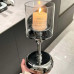 Комплект подсвечников 0019 металлические высокие 3 предмета со стеклянными колбами Silver