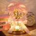 Настольная лампа LED светильник ночник Rose Crystal YW-HP-MGMFP в виде букета роз в хрустальном кубе подарочный пакет Pink