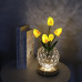 Настольная лампа LED светильник ночник Tulips Crystal SJP0723002 в виде букета тюльпанов в хрустальном шаре Yellow