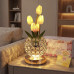 Настольная лампа LED светильник ночник Tulips Crystal SJP0723002 в виде букета тюльпанов в хрустальном шаре Yellow