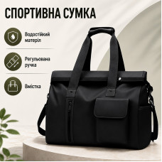Сумка дорожная 9611 спортивная для тренеровок с карманами снаружи регулируемым плечевым ремнем Black