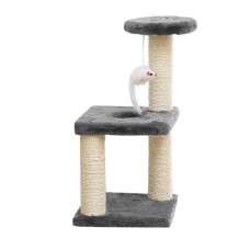 Когтеточка для кота с полками и игрушкой Taotaopets 072204 20*20*40 см Gray