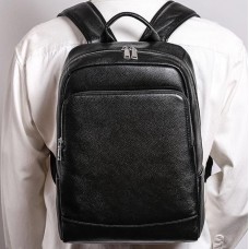 Чоловічий рюкзак шкіряний міський для ноутбука 28х40х14, сумка на спину для студента Tiding Bag , чорна
