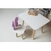 Дитячий стіл 46х60х45 і стілець крильця метелика 26.5х26х25, столик та стільчик для дівчинки, фіолетовий з білим Дитячий стіл 46х60х45 і стілець крильця метелика 26.5х26х25, столик та стільчик для дівчинки, фіолетовий з білим