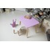 Стіл прямокутний 46х60х45 і стілець корона 26.5х26х25, столик та стільчик для дівчинки, фіолетовий з білим Стіл прямокутний 46х60х45 і стілець корона 26.5х26х25, столик та стільчик для дівчинки, фіолетовий з білим