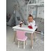 Стіл прямокутний з відкидним ящиком 53х60х45 і стілець медведик 26.5х26х25, комплект для дівчачої кімнати, рожевий з білим Стіл прямокутний з відкидним ящиком 53х60х45 і стілець медведик 26.5х26х25, комплект для дівчачої кімнати, рожевий з білим