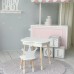 Столик хмаринка з відкидною нішею 54х68х50 і стільчик корона 26.5х26х25, стіл та стілець в дитячу, білий Столик хмаринка з відкидною нішею 54х68х50 і стільчик корона 26.5х26х25, стіл та стілець в дитячу, білий